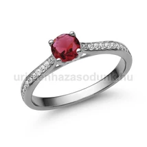 E28FR_B - RUBIN - GYÉMÁNT köves Fehér arany Eljegyzési Gyűrű