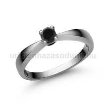 E2FBB - FEKETE GYÉMÁNT köves Fehér arany Eljegyzési gyűrű