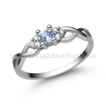 E301FK_C - AKVAMARIN - CIRKÓNIA köves Fehér arany Eljegyzési Gyűrű