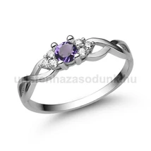 E301FM_C - AMETISZT - CIRKÓNIA köves Fehér arany Eljegyzési Gyűrű