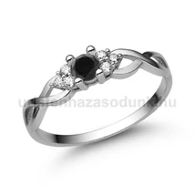 E301FBB_C - FEKETE GYÉMÁNT - CIRKÓNIA köves Fehér arany Eljegyzési gyűrű
