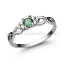 E301FS_C - SMARAGD - CIRKÓNIA köves Fehér arany Eljegyzési Gyűrű