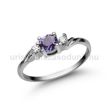 E304FM_C - AMETISZT - CIRKÓNIA köves Fehér arany Eljegyzési Gyűrű