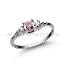 E304FZR_C - RÓZSASZÍN ZAFÍR - CIRKÓNIA köves Fehér arany Eljegyzési Gyűrű