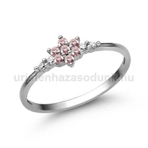 E306FZR_B - RÓZSASZÍN ZAFÍR - GYÉMÁNT köves Fehér arany Eljegyzési Gyűrű