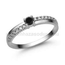 E311FBB_C - FEKETE GYÉMÁNT - CIRKÓNIA köves Fehér arany Eljegyzési gyűrű