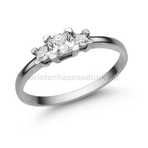 E316FZF_C - FEHÉR ZAFÍR - CIRKÓNIA köves Fehér arany Eljegyzési Gyűrű