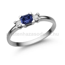 E316FZK_C - KÉK ZAFÍR - CIRKÓNIA köves Fehér arany Eljegyzési Gyűrű