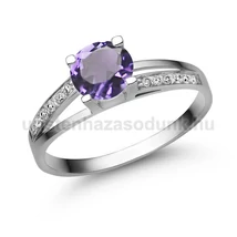 E317FM_C - AMETISZT - CIRKÓNIA köves Fehér arany Eljegyzési Gyűrű