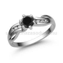 E318FBB_C - FEKETE GYÉMÁNT - CIRKÓNIA köves Fehér arany Eljegyzési gyűrű