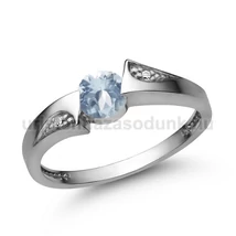 E324FK_B - AKVAMARIN - GYÉMÁNT köves Fehér arany Eljegyzési Gyűrű