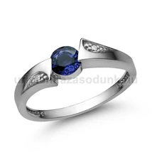 E324FZK_C - KÉK ZAFÍR - CIRKÓNIA köves Fehér arany Eljegyzési Gyűrű