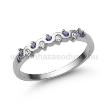 E328FM_B - AMETISZT - GYÉMÁNT köves Fehér arany Eljegyzési Gyűrű