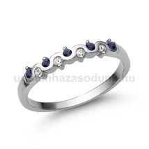 E328FZK_C - KÉK ZAFÍR - CIRKÓNIA köves Fehér arany Eljegyzési Gyűrű