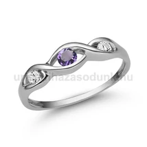 E336FM_C - AMETISZT - CIRKÓNIA köves Fehér arany Eljegyzési Gyűrű