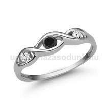 E336FBB_C - FEKETE GYÉMÁNT - CIRKÓNIA köves Fehér arany Eljegyzési gyűrű