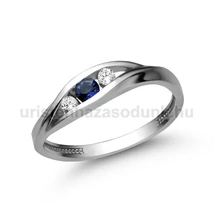 E337FZK_C - KÉK ZAFÍR - CIRKÓNIA köves Fehér arany Eljegyzési Gyűrű