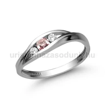 E337FZR_B - RÓZSASZÍN ZAFÍR - GYÉMÁNT köves Fehér arany Eljegyzési Gyűrű