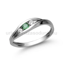 E337FS_B - SMARAGD - GYÉMÁNT köves Fehér arany Eljegyzési Gyűrű