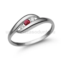 E340FR_B - RUBIN - GYÉMÁNT köves Fehér arany Eljegyzési gyűrű