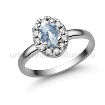 E348FK_C - AKVAMARIN - CIRKÓNIA köves Fehér arany Eljegyzési Gyűrű