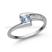 E349FK_B - AKVAMARIN - GYÉMÁNT köves Fehér arany Eljegyzési Gyűrű