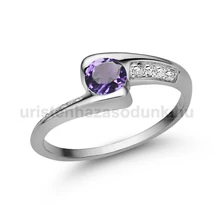 E349FM_C - AMETISZT - CIRKÓNIA köves Fehér arany Eljegyzési Gyűrű