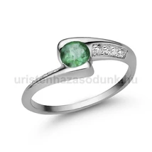 E349FS_C - SMARAGD - CIRKÓNIA köves Fehér arany Eljegyzési Gyűrű