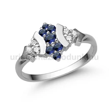 E350FZK_C - KÉK ZAFÍR - CIRKÓNIA köves Fehér arany Eljegyzési Gyűrű