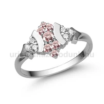 E350FZR_C - RÓZSASZÍN ZAFÍR - CIRKÓNIA köves Fehér arany Eljegyzési Gyűrű