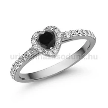 E356FBB_C - FEKETE GYÉMÁNT - CIRKÓNIA köves Fehér arany Eljegyzési gyűrű