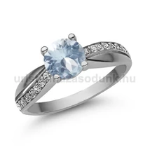 E360FK-B - AKVAMARIN - GYÉMÁNT köves Fehér arany Eljegyzési Gyűrű