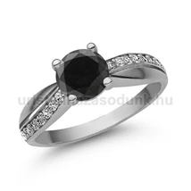 E360FBB_C - FEKETE GYÉMÁNT - CIRKÓNIA köves Fehér arany Eljegyzési gyűrű