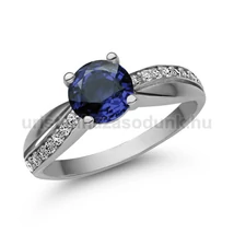 E360FZK_C - KÉK ZAFÍR - CIRKÓNIA köves Fehér arany Eljegyzési Gyűrű