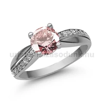 E360FZR_C - RÓZSASZÍN ZAFÍR - CIRKÓNIA köves Fehér arany Eljegyzési Gyűrű