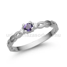 E364FM_C - AMETISZT - CIRKÓNIA köves Fehér arany Eljegyzési Gyűrű