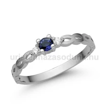 E364FZK_B - KÉK ZAFÍR - GYÉMÁNT köves Fehér arany Eljegyzési Gyűrű