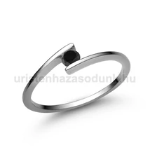 E7FBB - FEKETE GYÉMÁNT köves Fehér arany Eljegyzési gyűrű